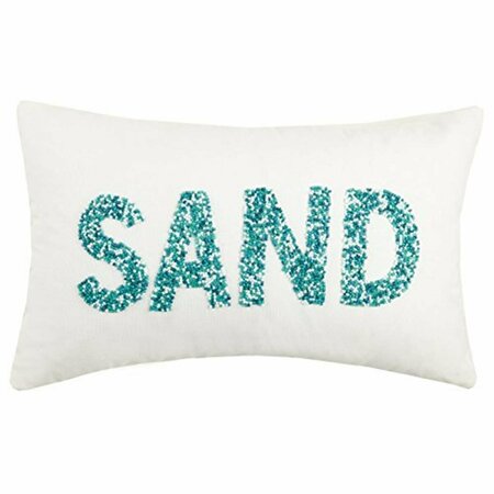 PUESTA EN ESCENA 12 x 20 in. Sand Beaded Pillow, Turquoise PU3691734